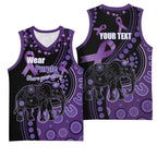 Australia Alzheimer's and Brain Awareness Personalised Basketball Jersey Elephant Forget-Me-Not Aboriginal Art