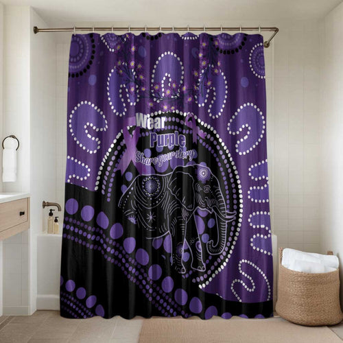 Australia Alzheimer's and Brain Awareness Bathroom Set Elephant Forget-Me-Not Aboriginal Art