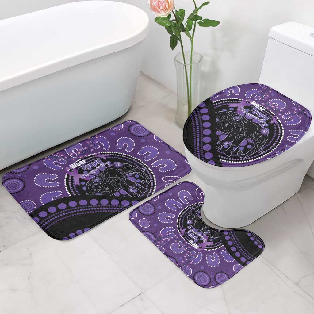 Australia Alzheimer's and Brain Awareness Bathroom Set Elephant Forget-Me-Not Aboriginal Art