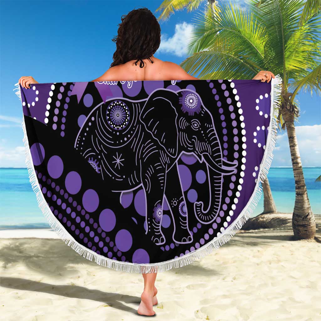 Australia Alzheimer's and Brain Awareness Beach Blanket Elephant Forget-Me-Not Aboriginal Art