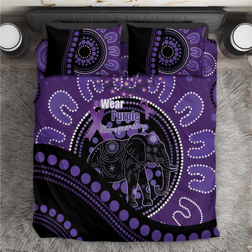 Australia Alzheimer's and Brain Awareness Bedding Set Elephant Forget-Me-Not Aboriginal Art