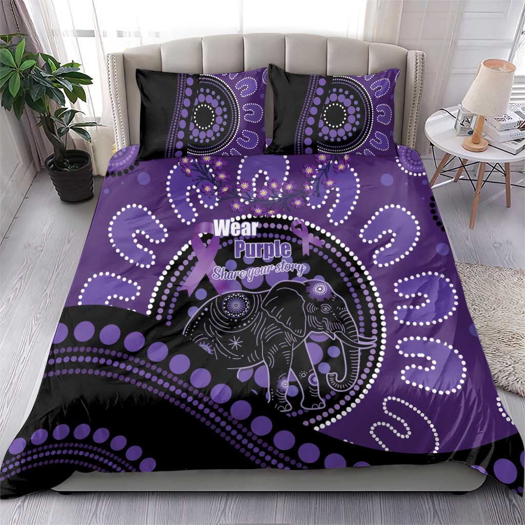 Australia Alzheimer's and Brain Awareness Bedding Set Elephant Forget-Me-Not Aboriginal Art