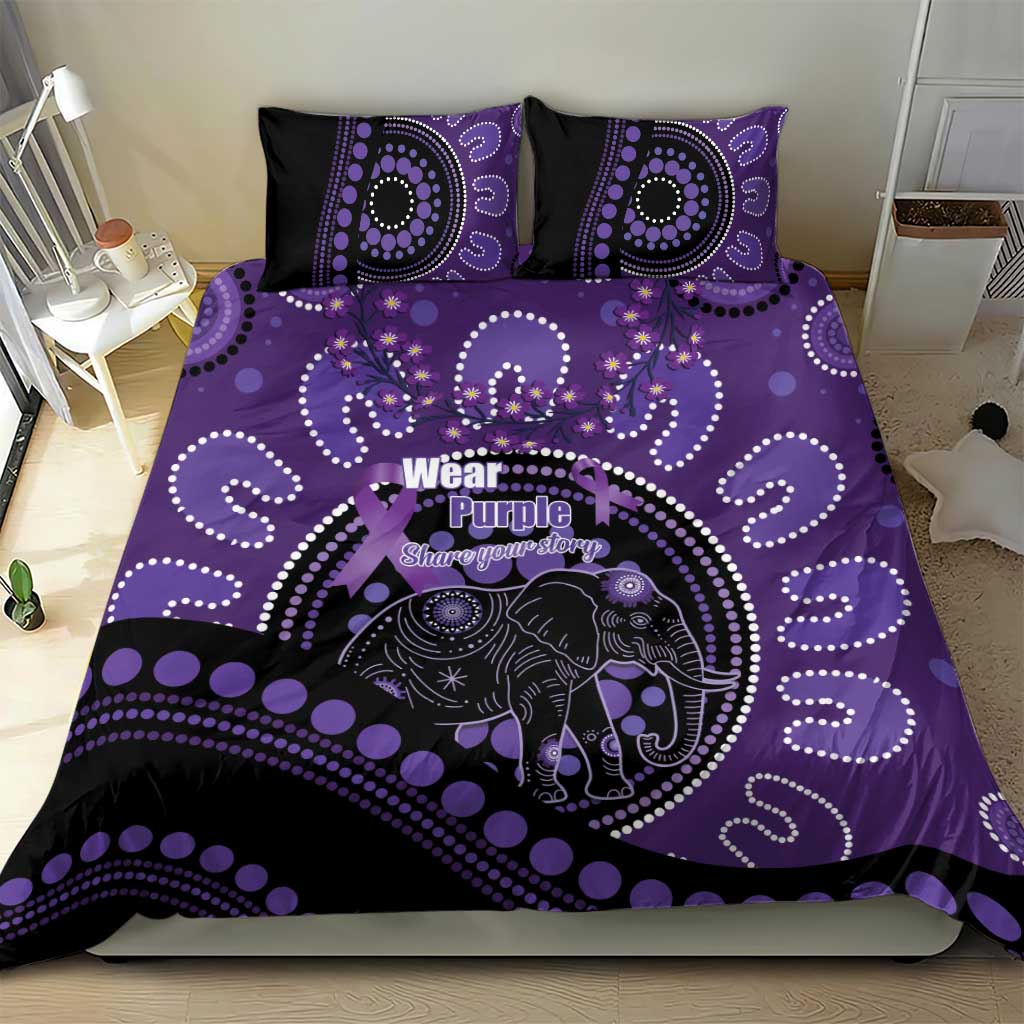 Australia Alzheimer's and Brain Awareness Bedding Set Elephant Forget-Me-Not Aboriginal Art