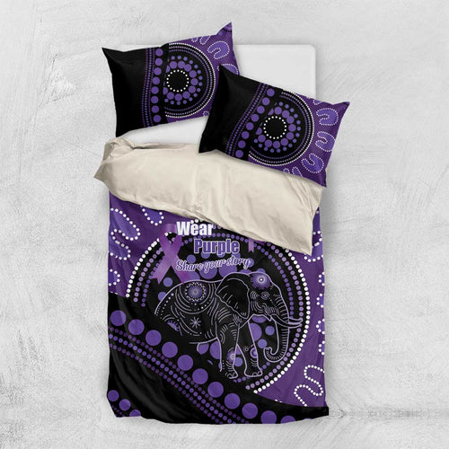 Australia Alzheimer's and Brain Awareness Bedding Set Elephant Forget-Me-Not Aboriginal Art
