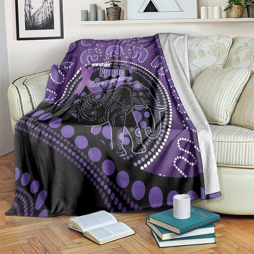 Australia Alzheimer's and Brain Awareness Blanket Elephant Forget-Me-Not Aboriginal Art