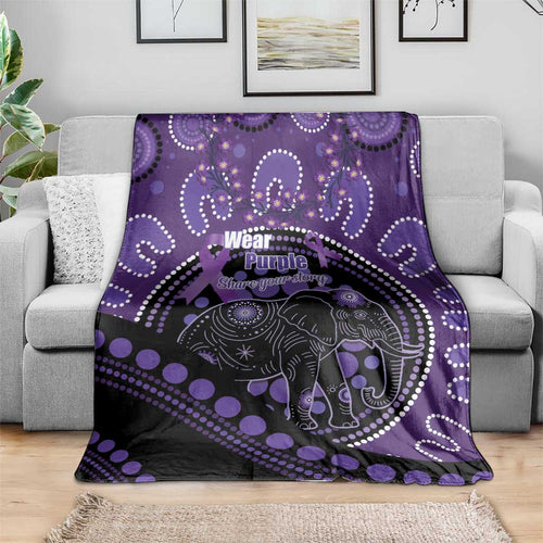 Australia Alzheimer's and Brain Awareness Blanket Elephant Forget-Me-Not Aboriginal Art