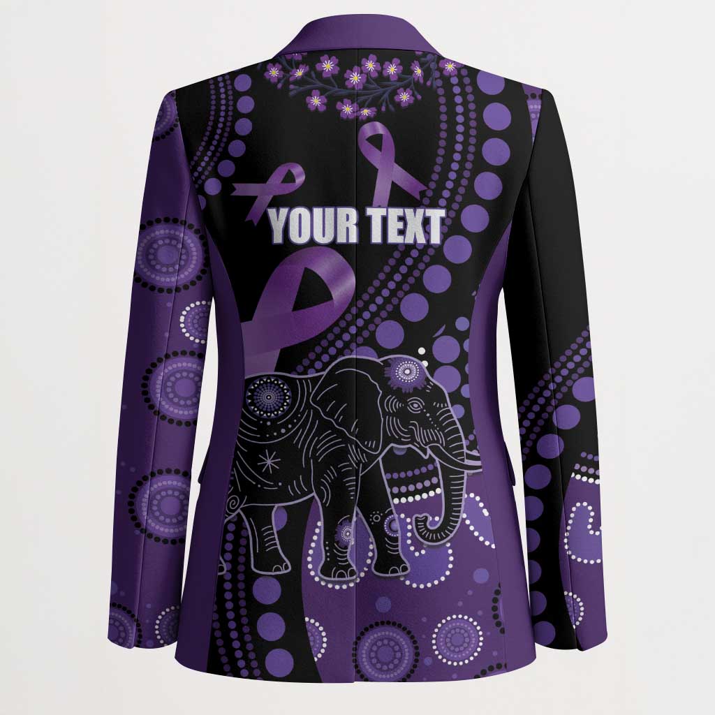 Australia Alzheimer's and Brain Awareness Personalised Blazer Elephant Forget-Me-Not Aboriginal Art