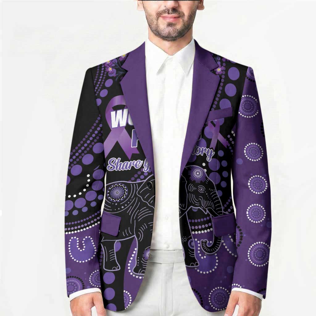 Australia Alzheimer's and Brain Awareness Personalised Blazer Elephant Forget-Me-Not Aboriginal Art