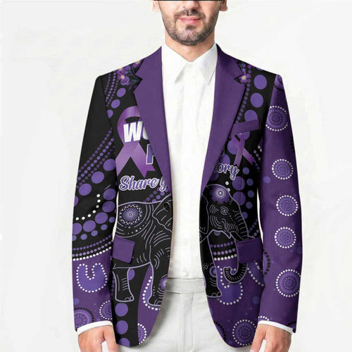 Australia Alzheimer's and Brain Awareness Personalised Blazer Elephant Forget-Me-Not Aboriginal Art