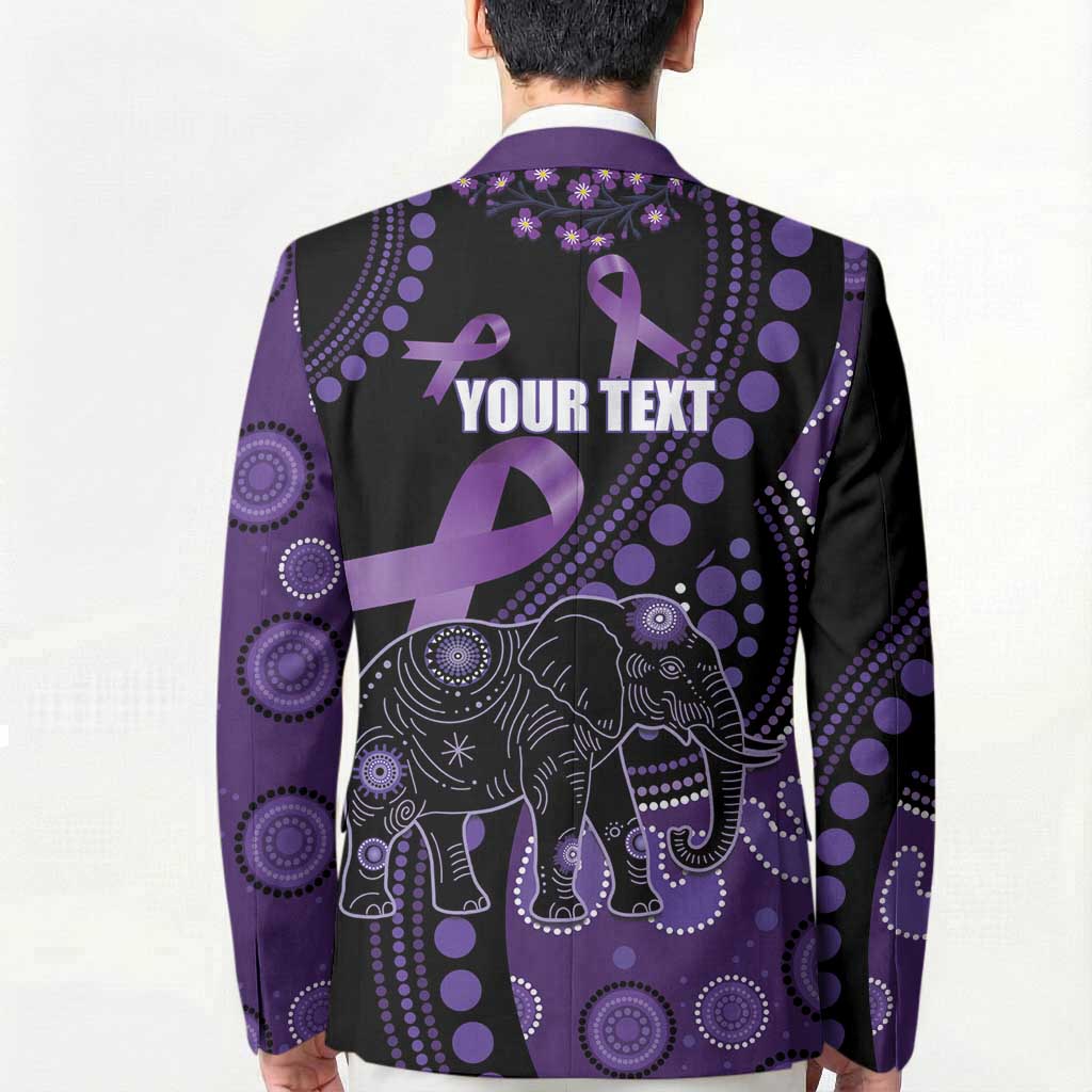 Australia Alzheimer's and Brain Awareness Personalised Blazer Elephant Forget-Me-Not Aboriginal Art