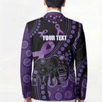 Australia Alzheimer's and Brain Awareness Personalised Blazer Elephant Forget-Me-Not Aboriginal Art