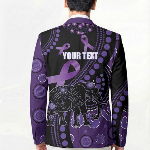 Australia Alzheimer's and Brain Awareness Personalised Blazer Elephant Forget-Me-Not Aboriginal Art