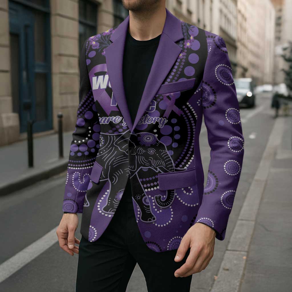 Australia Alzheimer's and Brain Awareness Personalised Blazer Elephant Forget-Me-Not Aboriginal Art
