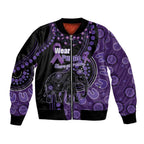 Australia Alzheimer's and Brain Awareness Personalised Bomber Jacket Elephant Forget-Me-Not Aboriginal Art