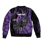 Australia Alzheimer's and Brain Awareness Personalised Bomber Jacket Elephant Forget-Me-Not Aboriginal Art