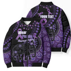 Australia Alzheimer's and Brain Awareness Personalised Bomber Puffer Jacket Elephant Forget-Me-Not Aboriginal Art
