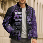 Australia Alzheimer's and Brain Awareness Personalised Bomber Puffer Jacket Elephant Forget-Me-Not Aboriginal Art
