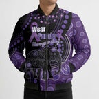 Australia Alzheimer's and Brain Awareness Personalised Bomber Puffer Jacket Elephant Forget-Me-Not Aboriginal Art
