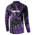 Australia Alzheimer's and Brain Awareness Personalised Button Sweatshirt Elephant Forget-Me-Not Aboriginal Art