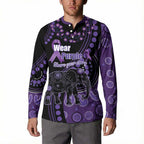 Australia Alzheimer's and Brain Awareness Personalised Button Sweatshirt Elephant Forget-Me-Not Aboriginal Art