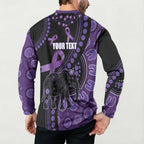 Australia Alzheimer's and Brain Awareness Personalised Button Sweatshirt Elephant Forget-Me-Not Aboriginal Art
