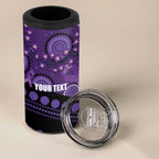 Australia Alzheimer's and Brain Awareness Personalised 4 in 1 Can Cooler Tumbler Elephant Forget-Me-Not Aboriginal Art