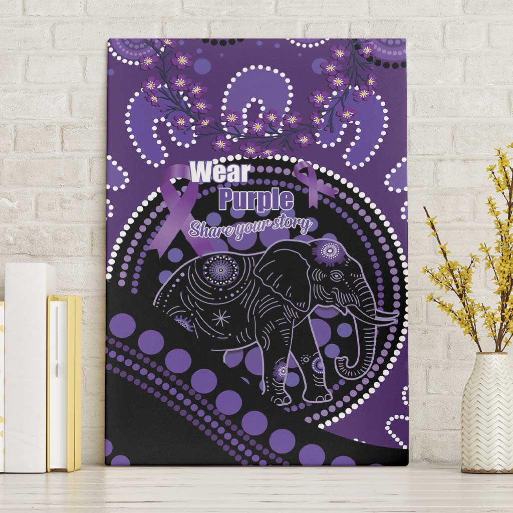 Australia Alzheimer's and Brain Awareness Canvas Wall Art Elephant Forget-Me-Not Aboriginal Art