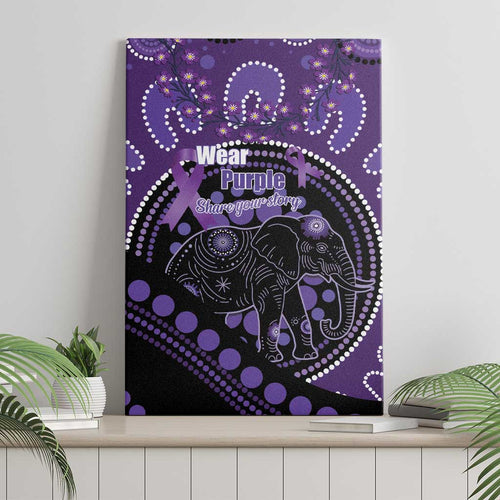 Australia Alzheimer's and Brain Awareness Canvas Wall Art Elephant Forget-Me-Not Aboriginal Art