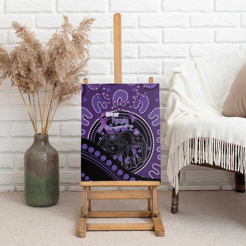 Australia Alzheimer's and Brain Awareness Canvas Wall Art Elephant Forget-Me-Not Aboriginal Art