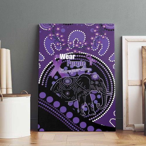 Australia Alzheimer's and Brain Awareness Canvas Wall Art Elephant Forget-Me-Not Aboriginal Art