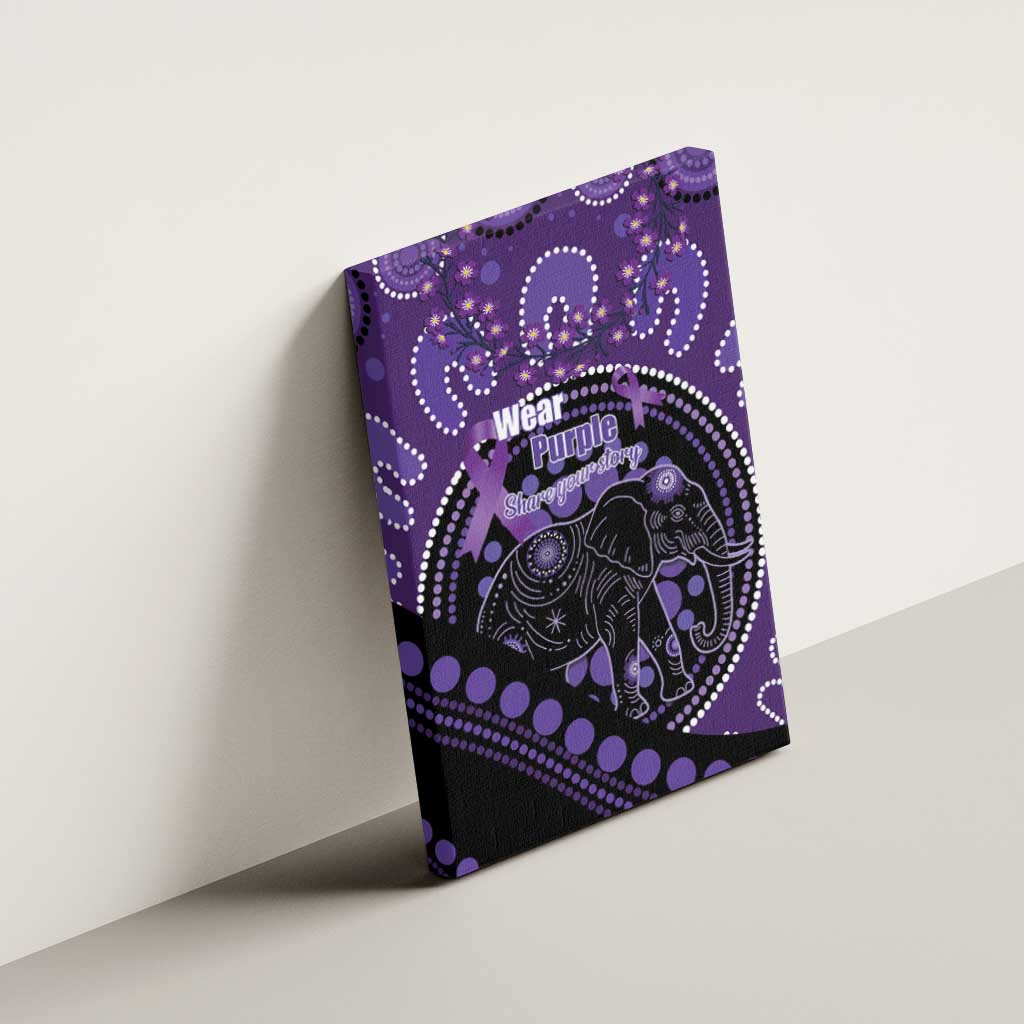 Australia Alzheimer's and Brain Awareness Canvas Wall Art Elephant Forget-Me-Not Aboriginal Art