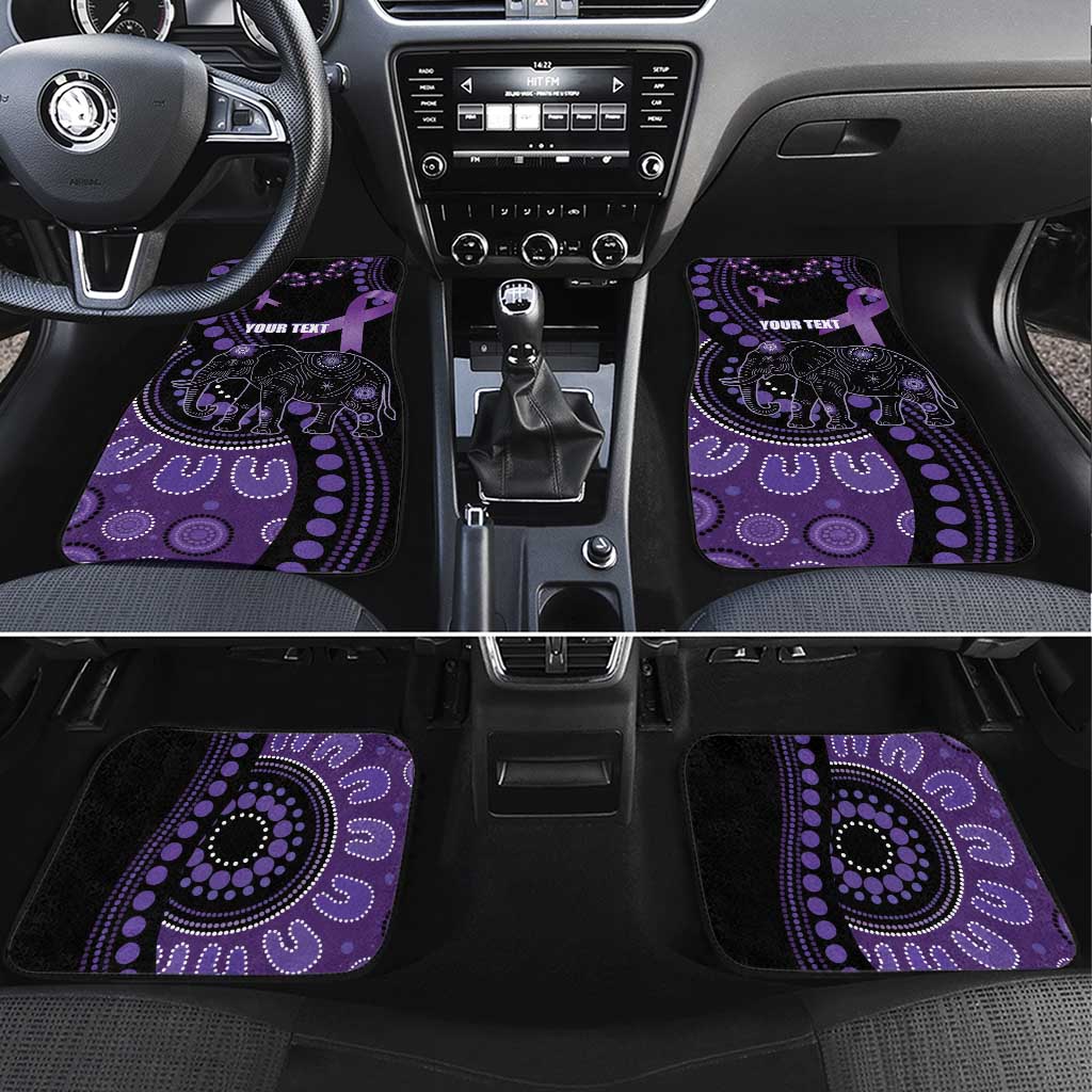 Australia Alzheimer's and Brain Awareness Personalised Car Mats Elephant Forget-Me-Not Aboriginal Art