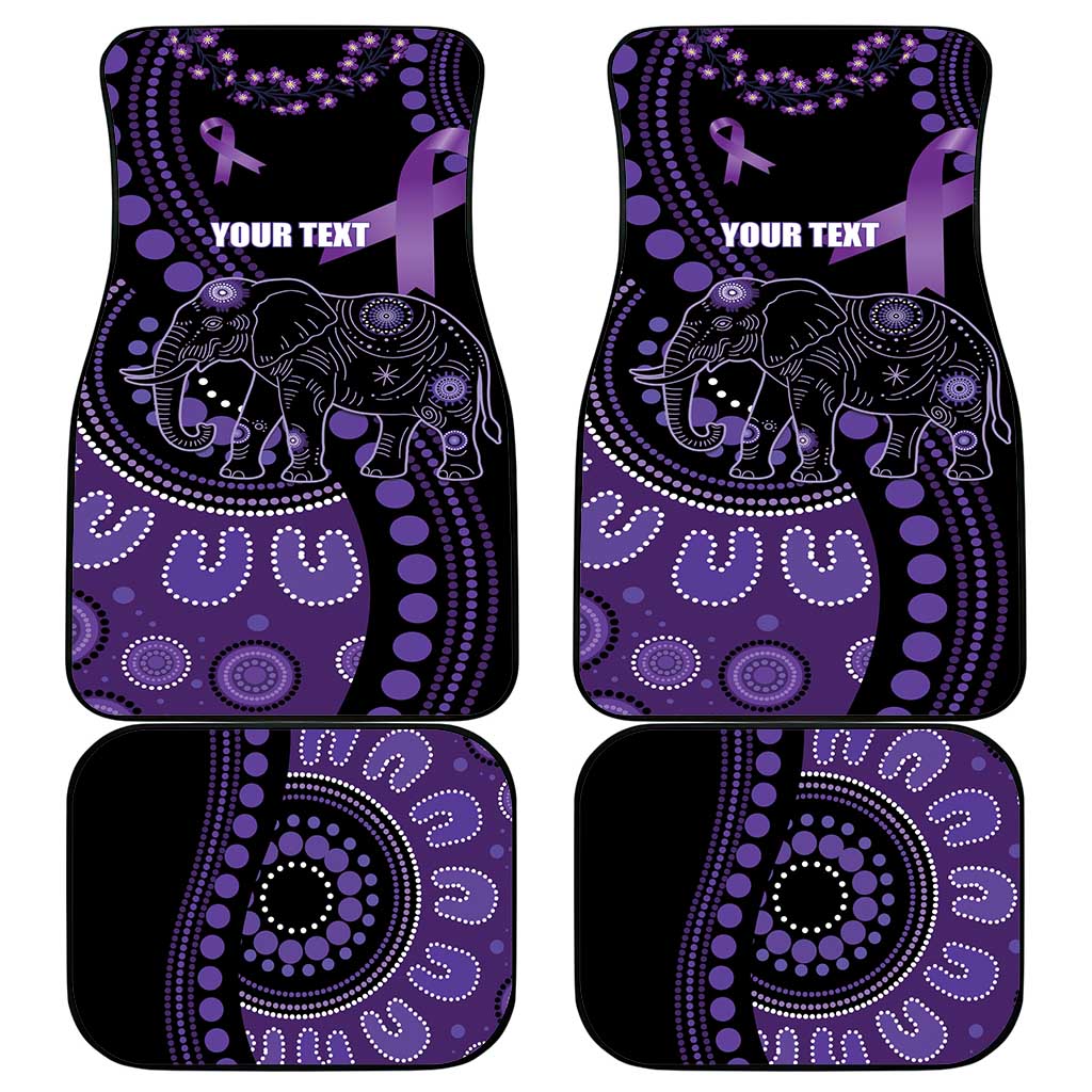 Australia Alzheimer's and Brain Awareness Personalised Car Mats Elephant Forget-Me-Not Aboriginal Art