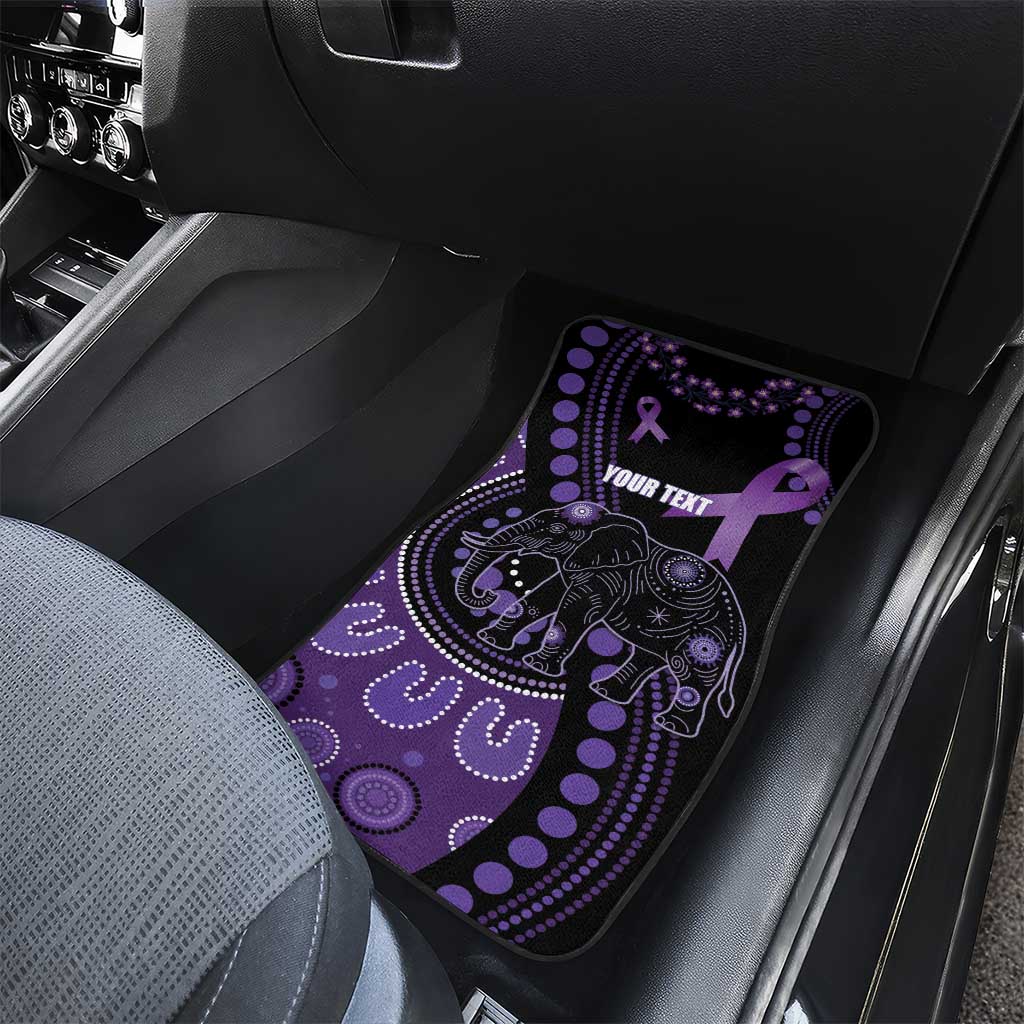 Australia Alzheimer's and Brain Awareness Personalised Car Mats Elephant Forget-Me-Not Aboriginal Art