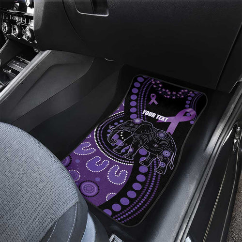 Australia Alzheimer's and Brain Awareness Personalised Car Mats Elephant Forget-Me-Not Aboriginal Art