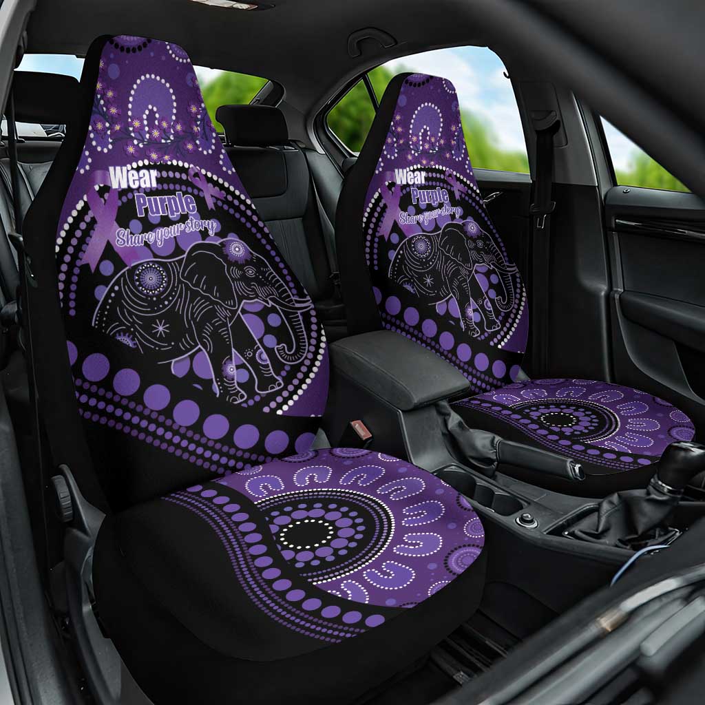 Australia Alzheimer's and Brain Awareness Car Seat Cover Elephant Forget-Me-Not Aboriginal Art