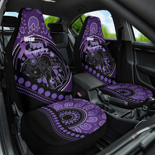 Australia Alzheimer's and Brain Awareness Car Seat Cover Elephant Forget-Me-Not Aboriginal Art