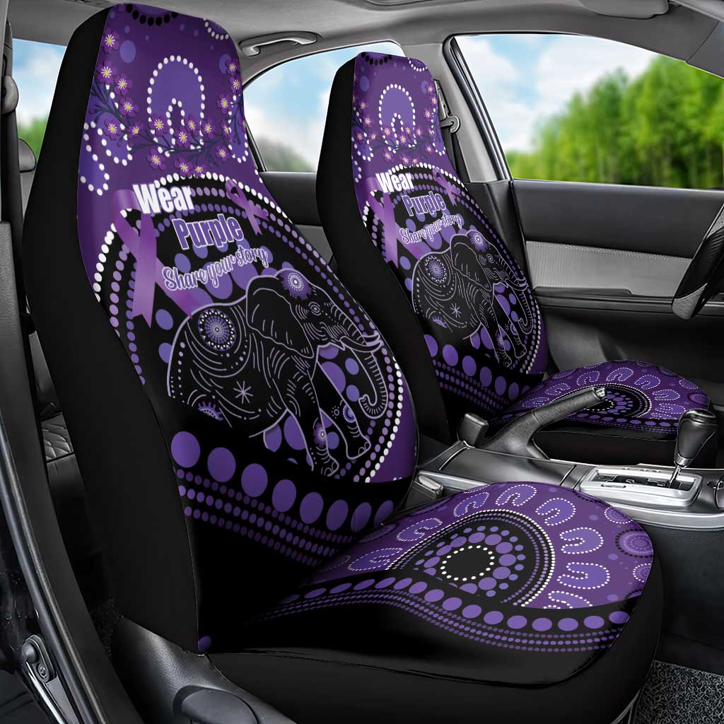 Australia Alzheimer's and Brain Awareness Car Seat Cover Elephant Forget-Me-Not Aboriginal Art