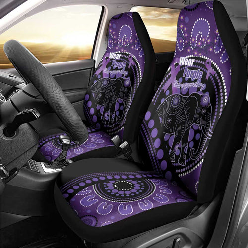 Australia Alzheimer's and Brain Awareness Car Seat Cover Elephant Forget-Me-Not Aboriginal Art