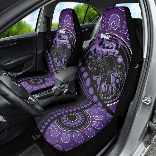 Australia Alzheimer's and Brain Awareness Car Seat Cover Elephant Forget-Me-Not Aboriginal Art
