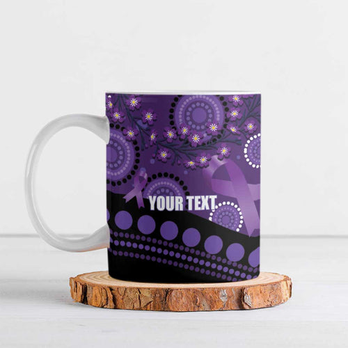 Australia Alzheimer's and Brain Awareness Personalised Ceramic Mug Elephant Forget-Me-Not Aboriginal Art