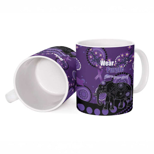 Australia Alzheimer's and Brain Awareness Personalised Ceramic Mug Elephant Forget-Me-Not Aboriginal Art