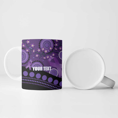 Australia Alzheimer's and Brain Awareness Personalised Ceramic Mug Elephant Forget-Me-Not Aboriginal Art