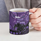 Australia Alzheimer's and Brain Awareness Personalised Ceramic Mug Elephant Forget-Me-Not Aboriginal Art