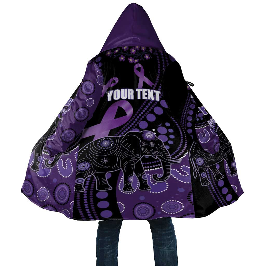 Australia Alzheimer's and Brain Awareness Personalised Cloak Elephant Forget-Me-Not Aboriginal Art