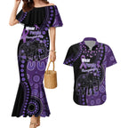 Australia Alzheimer's and Brain Awareness Personalised Couples Matching Mermaid Dress and Hawaiian Shirt Elephant Forget-Me-Not Aboriginal Art