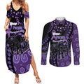 Australia Alzheimer's and Brain Awareness Personalised Couples Matching Summer Maxi Dress and Long Sleeve Button Shirt Elephant Forget-Me-Not Aboriginal Art