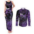 Australia Alzheimer's and Brain Awareness Personalised Couples Matching Tank Maxi Dress and Long Sleeve Button Shirt Elephant Forget-Me-Not Aboriginal Art