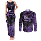 Australia Alzheimer's and Brain Awareness Personalised Couples Matching Tank Maxi Dress and Long Sleeve Button Shirt Elephant Forget-Me-Not Aboriginal Art