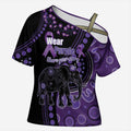 Australia Alzheimer's and Brain Awareness Personalised Cross Shoulder Shirt Elephant Forget-Me-Not Aboriginal Art